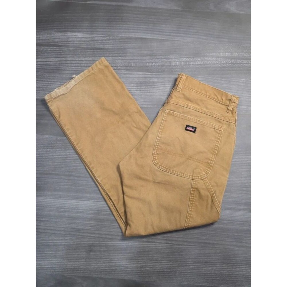 Dickies Duck Canvas Carpenter Pants Brown Distressed 100% Cotton Sz 32x30